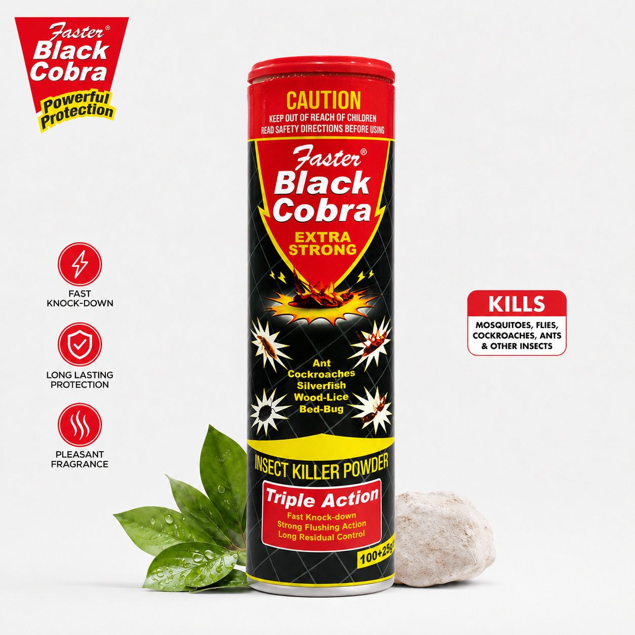 Faster Black Cobra Insect Killer Powder 100GM+25GM FREE ( pack of 2 )