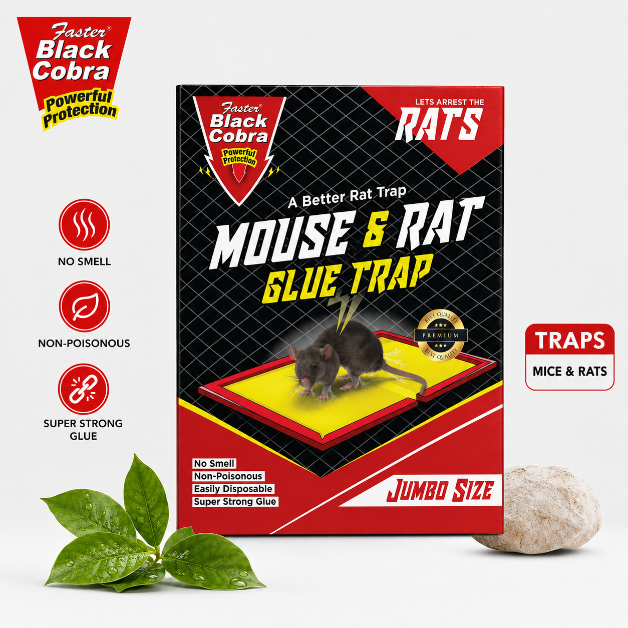 Faster Black Cobra Mouse & Rat Glue Trap - ( Pack of 2 Book )