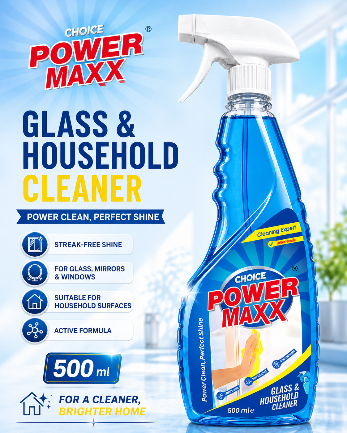POWERMAXX GLASS CLEANER 500ML